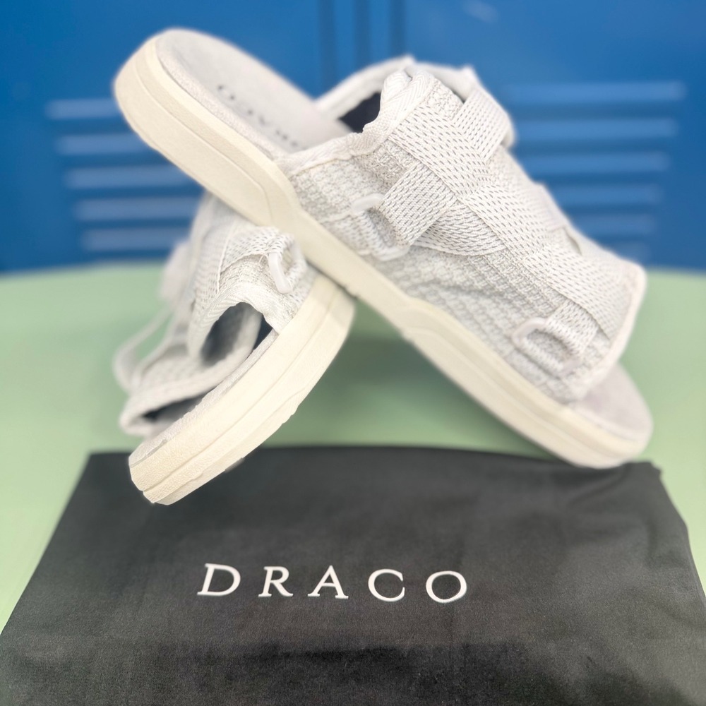 Draco White Lightning Reflective Slides Mens 11-12 fits 10.5 -12 **New w/ Bag**